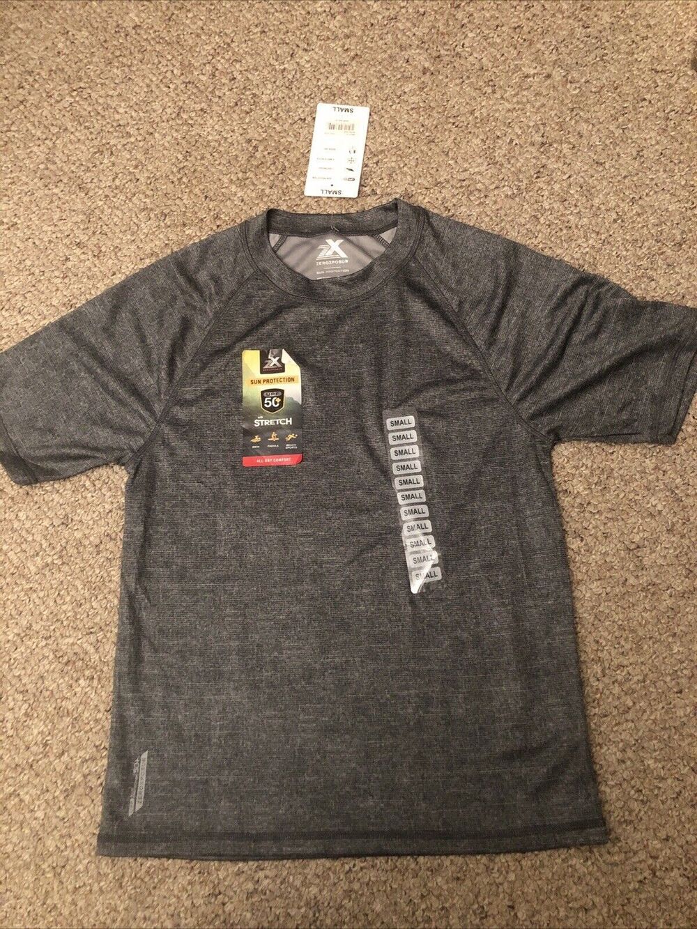 NWT Men's Small Gray ZeroXposur Black Sun Protection All-Day Comfort Active